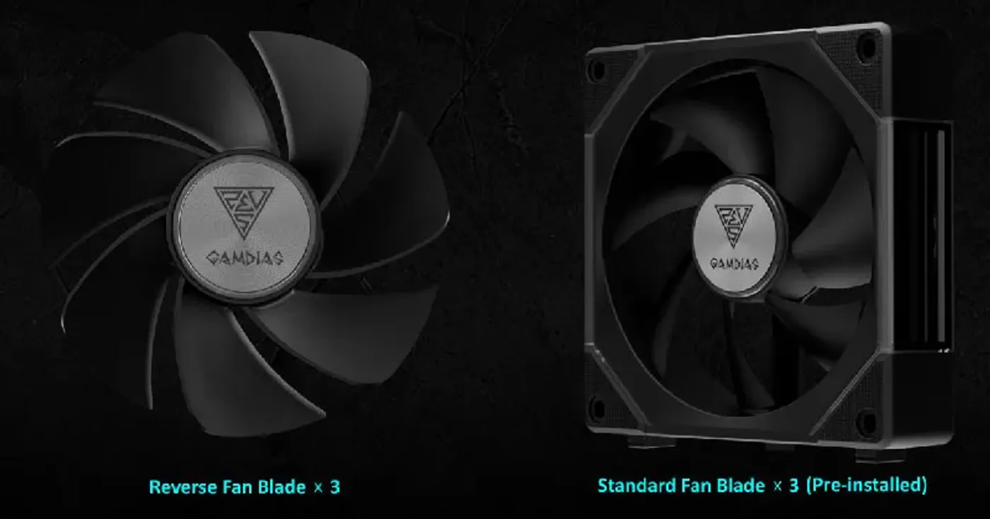 AEOLUS P2-1203 RGB case fan with interchangeable blade orientation for flexible airflow control